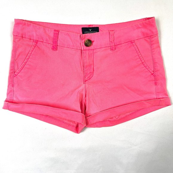 American Eagle bright pink denim midi shorts 4 - Picture 3 of 9